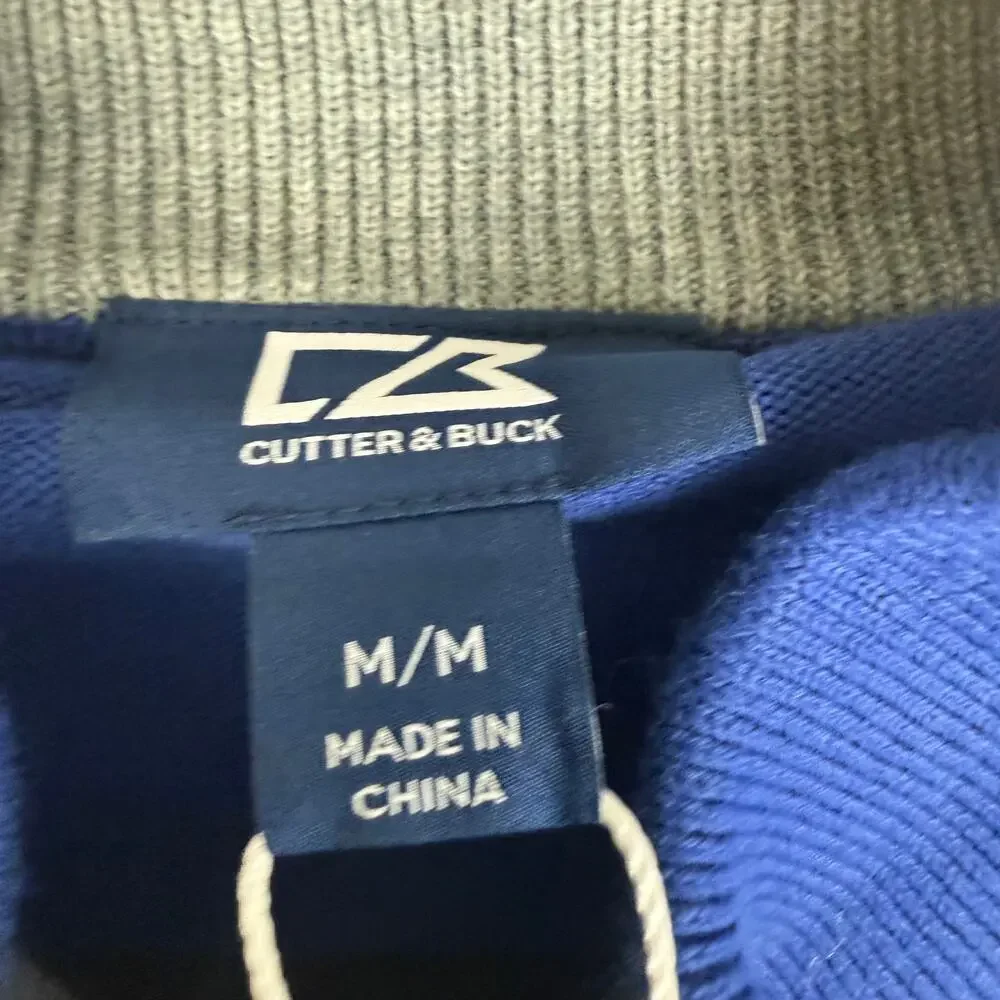 NWT Cutter & Buck Mens Buffalo Bills Quarter-Zip Long Sleeve Blue Sweater Medium